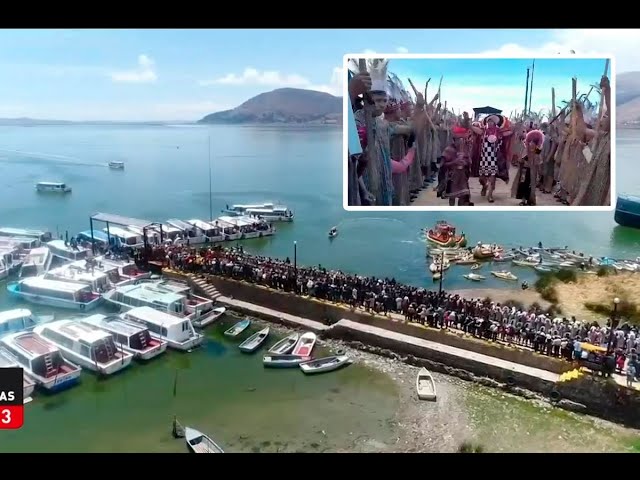 ⁣Puno: Más de 400 actores escenificaron la salida de Manco Cápac y Mama Ocllo del Lago Titicaca