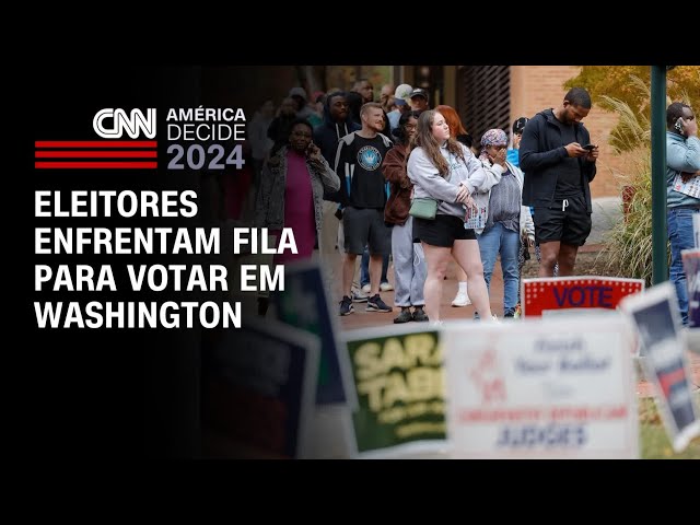 ⁣Eleitores enfrentam fila para votar em Washington | CNN PRIME TIME