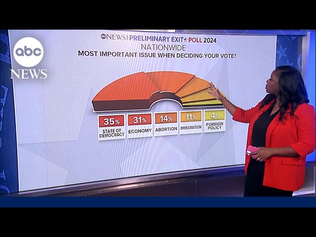 ⁣Exit polls 2024: Fears for American democracy, economic discontent drive voters