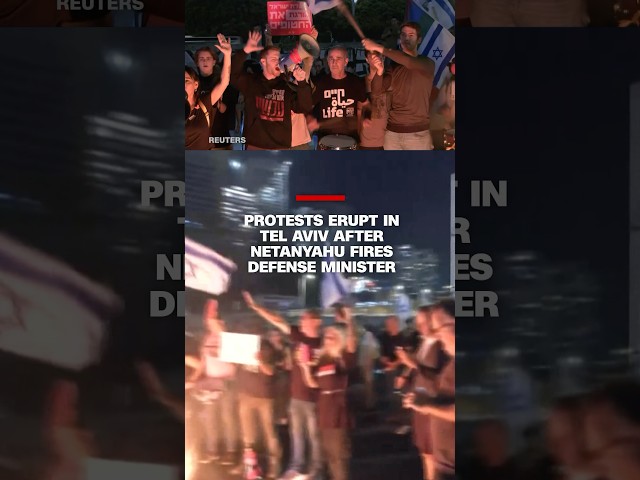 ⁣Protests erupt in Tel Aviv after Netanyahu fires defense minister