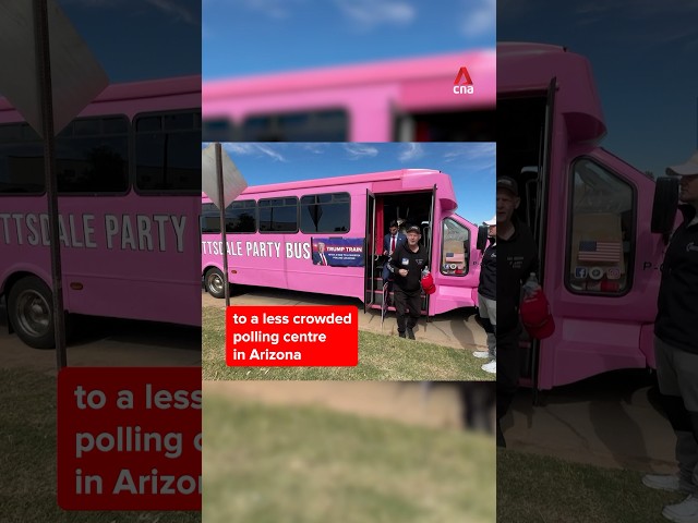 ⁣"Trump train": Pink party bus ferries voters in Arizona