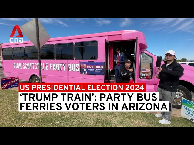 ⁣"Trump Train": Pink party bus ferries voters in Arizona | US Presidential Election 2024