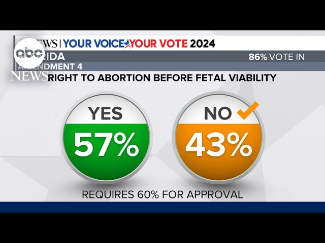 ⁣Abortion rights amendment projected to be defeated in Florida