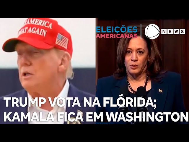 ⁣Trump vota na Flórida e Kamala passa o dia em Washington