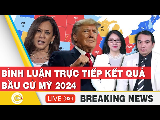 ⁣TRỰC TIẾP: Bình luận trực tiếp kết quả Bầu cử Mỹ 2024 | Ông Trump vượt bà Harris với hơn 177 phiếu