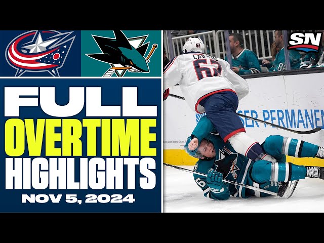 ⁣Columbus Blue Jackets at San Jose Sharks | FULL Overtime Highlights - November 5, 2024