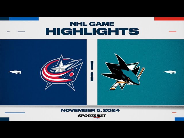 ⁣NHL Highlights | Blue Jackets vs. Sharks - November 5, 2024