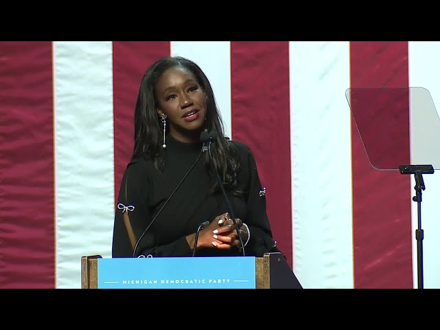 ⁣Michigan Supreme Court Justice Kyra Harris Bolden speaks at watch party in Detroit