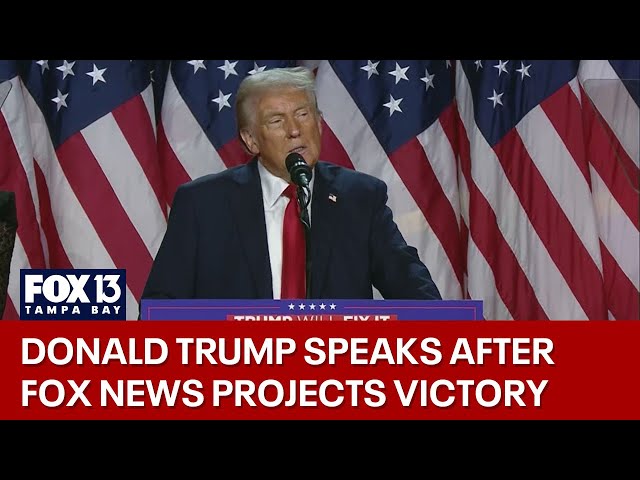 ⁣Donald Trump, JD Vance speak after Fox News projects victory