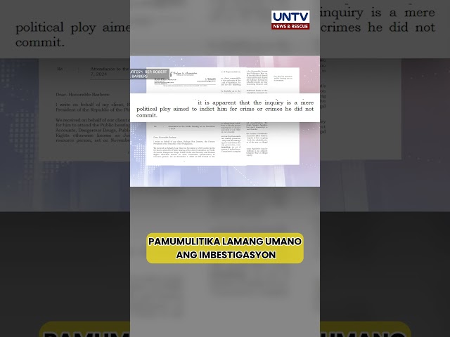 ⁣Ex-Pres. Duterte, hindi dadalo sa House QuadComm probe; Duda sa integridad ng panel