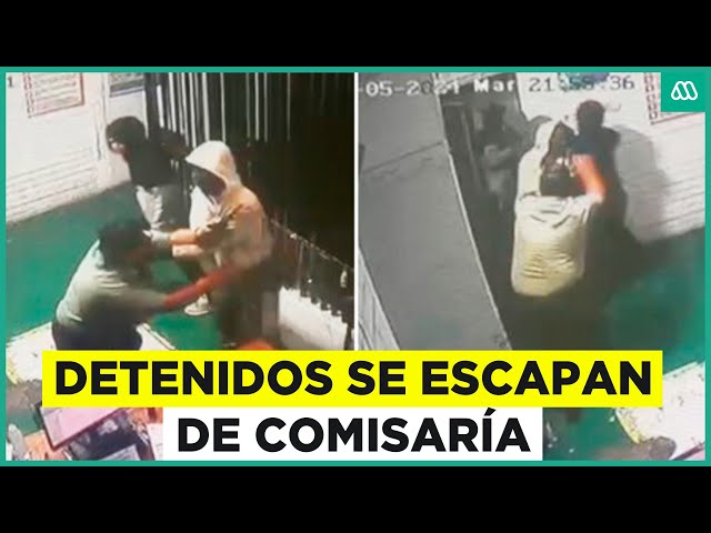 ⁣Video muestra momento exacto en que detenidos escapan desde comisaría de Carabineros