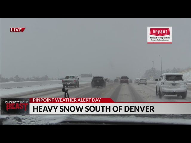 ⁣Heavy snow continues to fall south of Denver