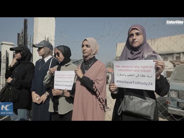 ⁣Students stranded in war-torn Gaza protest for right to study abroad