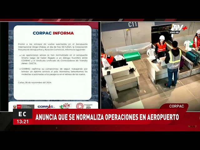 Corpac anuncia que el servicio en el aeropuerto ya se está reestableciendo