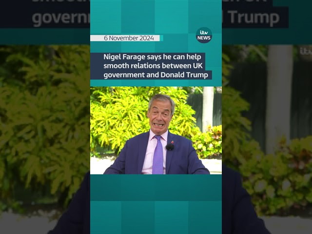 ⁣Nigel Farage says he can help smooth relations between UK government and Donald Trump #itvnews