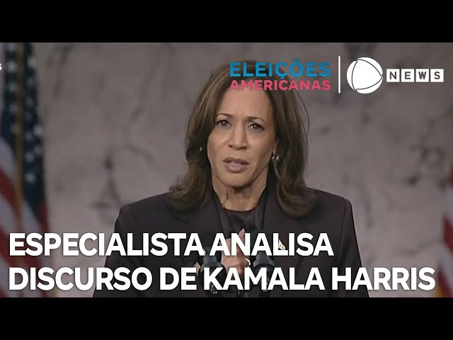 ⁣Especialista analisa primeiro discurso de Kamala Harris após derrota na corrida presidencial