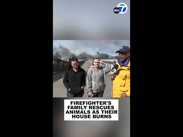 ⁣Firefighter's family rescues animals as their house burns