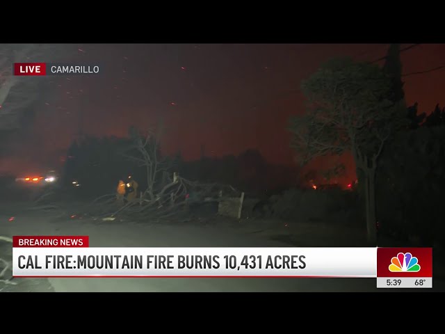 ⁣Spreading embers from Mountain Fire threaten homes in Ventura County