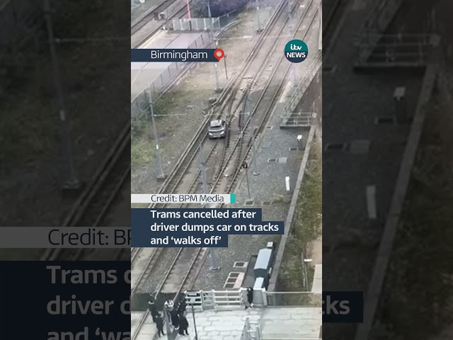 ⁣Trams in #birmingham  ground to a halt after a driver dumped their car on the tracks #shorts