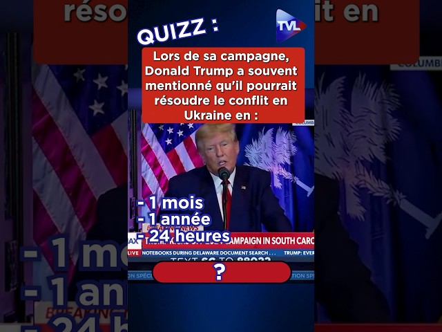 ⁣Le Quizz : #donaldtrump a souvent mentionné qu'il pourrait résoudre le conflit en Ukraine en...