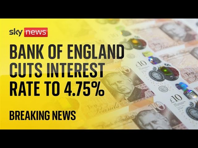 ⁣BREAKING: Interest rate cut for only second time in more than four years to 4.75%