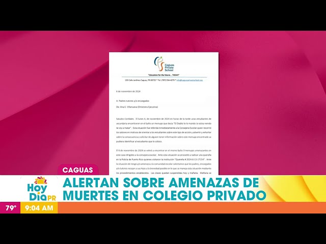 ⁣Suspenden clases en colegio de Caguas por alegadas amenazas de muerte