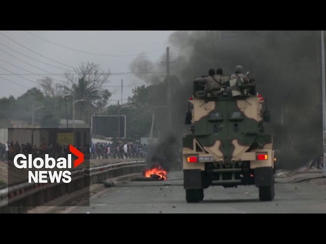 ⁣Mozambique protests: Police fire tear gas at largest demonstration against election results yet