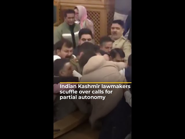 ⁣Indian Kashmir lawmakers scuffle over calls for partial autonomy | AJ #shorts