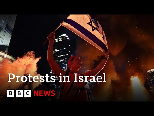 ⁣Protests in Israel after PM Netanyahu fires defence minister | BBC News