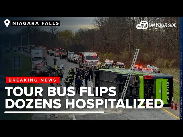 ⁣28 people hospitalized after tour bus en route to Niagara Falls crashes