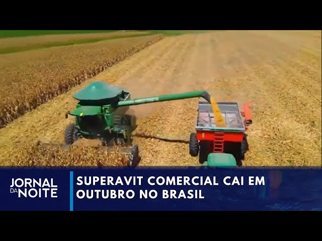 ⁣Superavit comercial cai em outubro no Brasil | Jornal da Noite