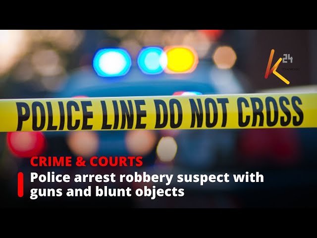 ⁣Police arrest a robbery suspect with guns and blunt objects