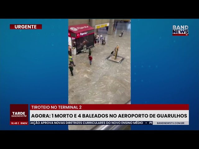 ⁣AGORA: tiroteio deixa 1 morto e 3 baleados no aeroporto de Guarulhos