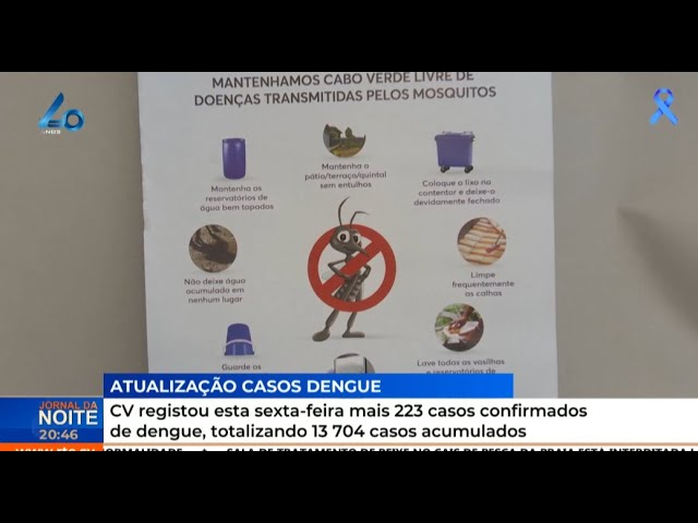 ⁣CV registou esta sexta-feira mais 223 casos confirmados de dengue, totalizando 13 704