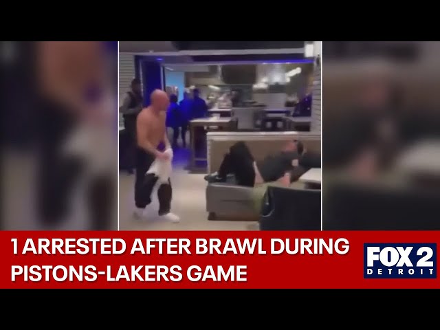 ⁣Brawl breaks out at Detroit Pistons game, one arrested