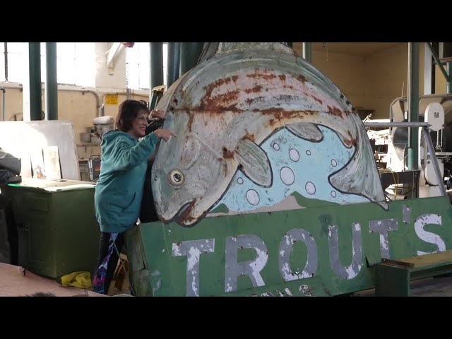 ⁣Historic Trout's sign returns home after years missing