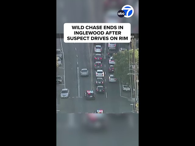 ⁣Wild chase ends in Inglewood after suspect drives on rim