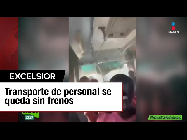 ⁣Pasajeros graban el momento en que un camión sin frenos choca contra cuatro vehículos