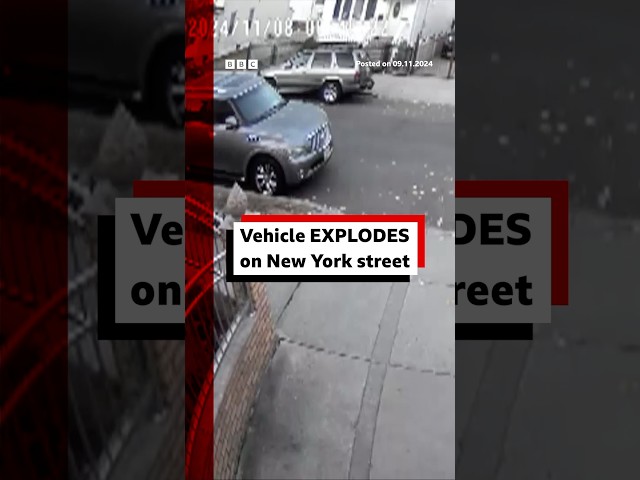 ⁣Watch moment car explodes on a quiet residential New York street. #Explosion #NewYork #BBCNews