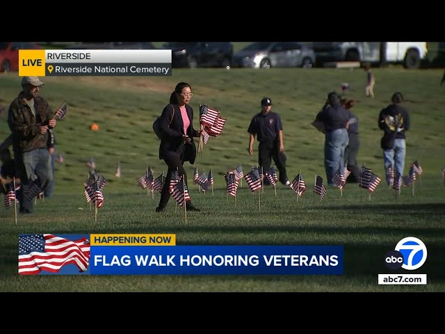 ⁣Flag walk at Riverside National Cemetery honors nation's veterans