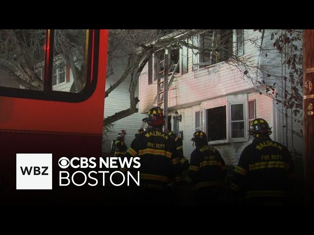 ⁣Firefighters work to keep Waltham house fire from becoming brush fire