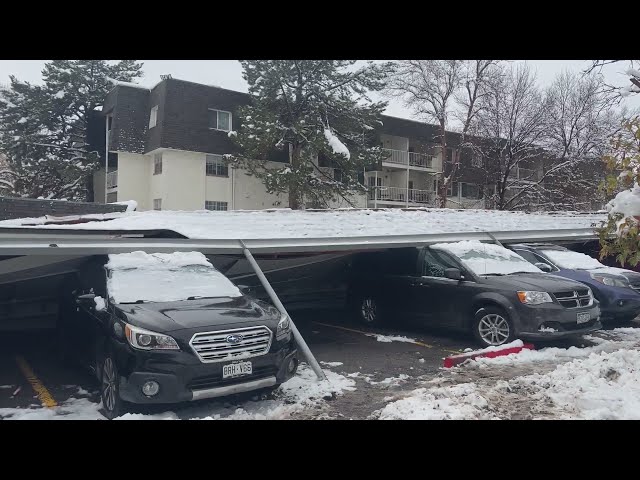 ⁣Denver carport collapses, damaging at least 7 cars