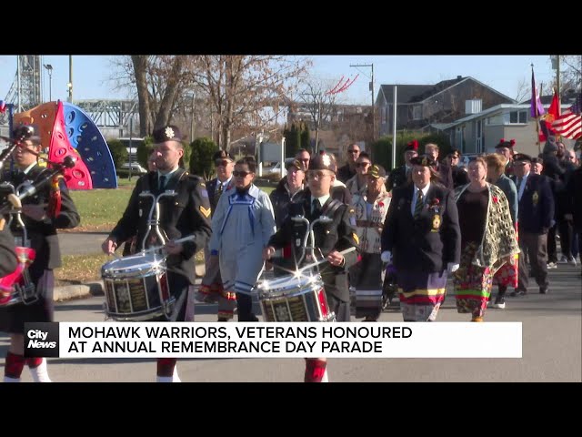 ⁣Annual Remembrance Day march in Kahnawake