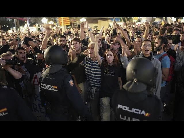 ⁣Cuatro detenidos y 31 Policías heridos en las manifestaciones de Valencia por la gestión de la D…