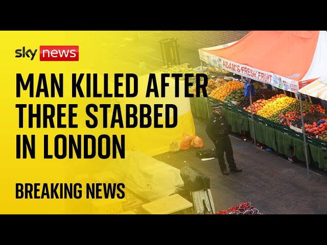 ⁣BREAKING: Man killed after three people stabbed at East Street Market in south London