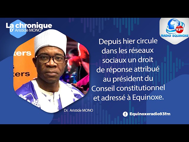 ⁣CHRONIQUE ARISTIDE MONO DU LUNDI 11 NOVEMBRE 2024 - EQUINOXE TV