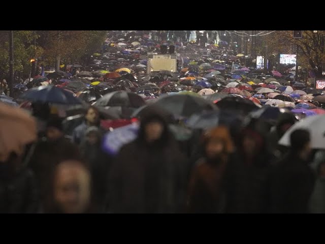 ⁣Thousands of Serbians demand prime minister's resignation following deadly roof collapse