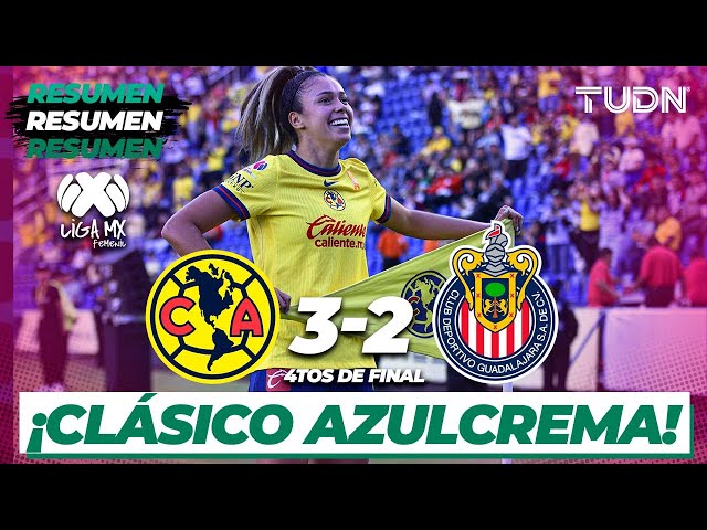 ⁣Resumen y goles  | América 3-2 Chivas | Liga Mx Femenil AP2024-4tos | TUDN