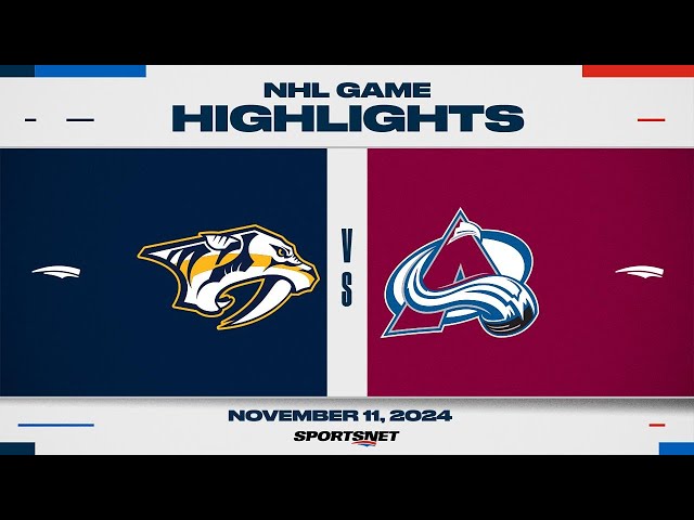 ⁣NHL Highlights | Predators vs. Avalanche - November 11, 2024