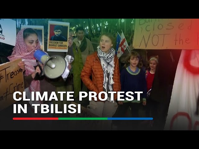 ⁣Greta Thunberg joins climate protest in Tbilisi